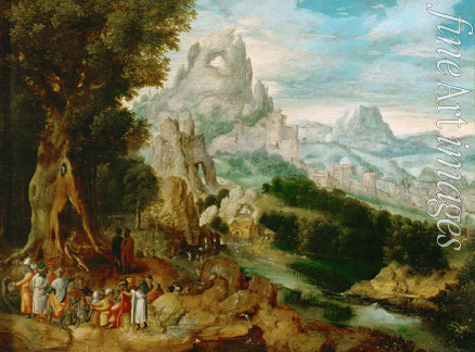 Herri met de Bles Henri de - Landschaft mit der Predigt Johannes des Täufers