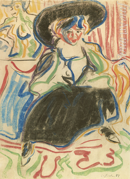 Kirchner Ernst Ludwig - Seated Girl with Hat