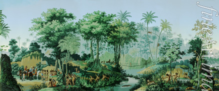 Deltil Jean Julien - The Views of Brazil. Panoramic wallpaper (detail)
