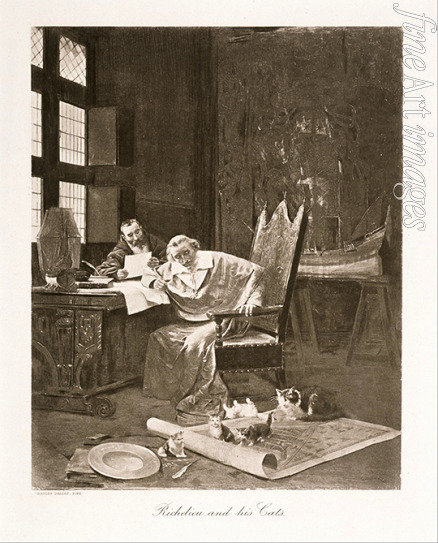 Delort Charles Édouard - Richelieu and his cats