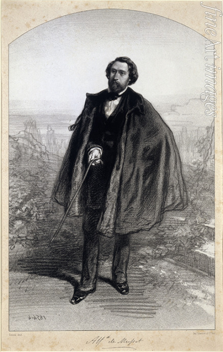 Gavarni Paul - Portrait of Alfred de Musset (1810-1857)