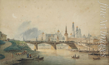 Weiss Joseph Andreas - View of the Kremlin and Moskvoretsky bridge from the Moskva River embankment 