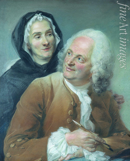 Perronneau Jean-Baptiste - Portrait of Philippe Cayeux (1688-1768) with his wife