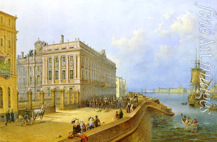 Sadownikow Wassili Semjonowitsch - Blick auf das Newa-Ufer und den Marmorpalast in St. Petersburg