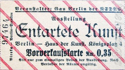Historic Object - Ticket to the exhibition Degenerate Art in Berlin