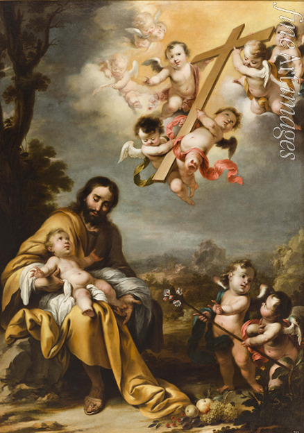 Schut Cornelis der Jüngere - Der heilige Josef und das Jesuskind vor dem Heiligen Kreuz