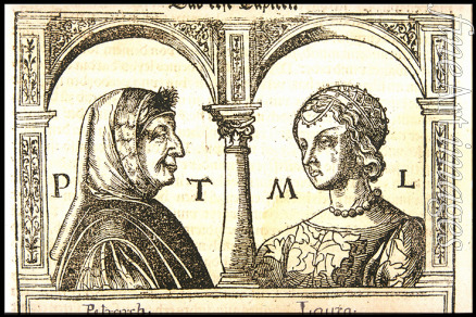 Burgkmair Hans der Ältere - Petrarch und Laura (Aus Furnemmste Historien und exempel von widerwertigem Glück...)