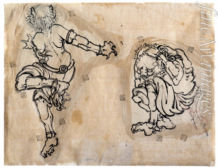Hokusai Katsushika - Two Oni (Demons)