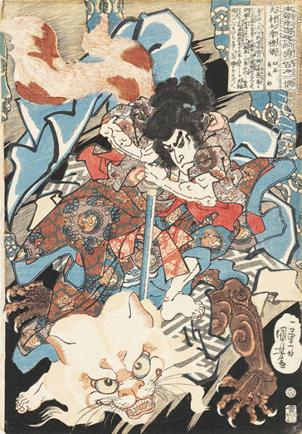 Kuniyoshi Utagawa - Inumura Daikaku Masanori, aus der Serie Honcho Suikoden goyu happyakunin no hitori (Einer der 800 Helden von Wasserufergeschicht