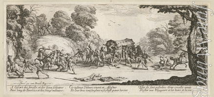Callot Jacques - The Miseries and Misfortunes of War, folio 8: Attack on a Coach