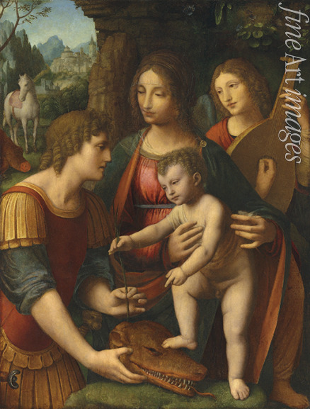 Luini Bernardino - The Madonna and Child with Saint George and an angel