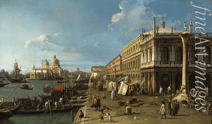 Canaletto - Der Molo mit Palazzo della Zecca und Säule von San Teodoro