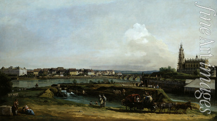 Bellotto Bernardo - Dresden seen from the left bank of the Elbe river, below the fortifications