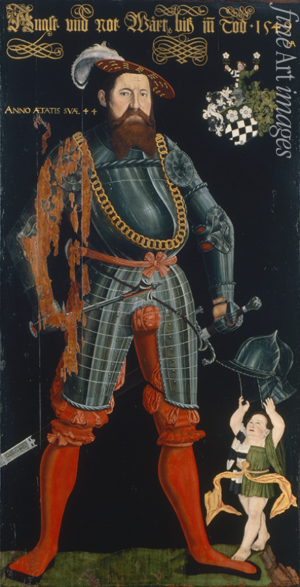 Asper Hans - Porträt von Wilhelm Frölich. Ganzfiguriges Bildnis mit Wappen der Familie Frölich