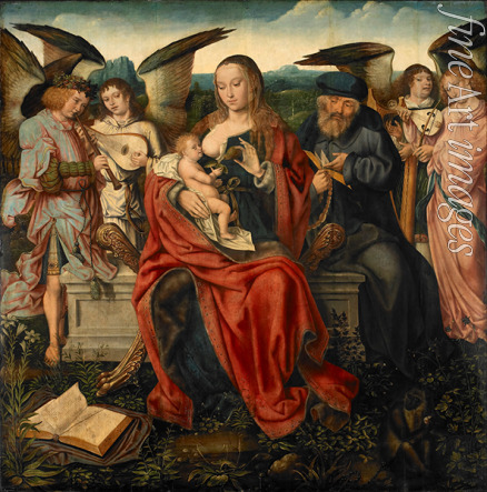 Master of Frankfurt - Holy Family with Music Making Angels 