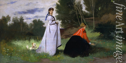 Feuerbach Anselm - Two ladies in a landscape