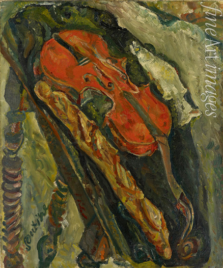Soutine Chaim - Nature morte au violon, pain et poisson (Still life with violin, bread and fish)
