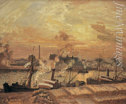 Pissarro Camille - Déchargement de bois, quai de la Bourse, coucher de soleil