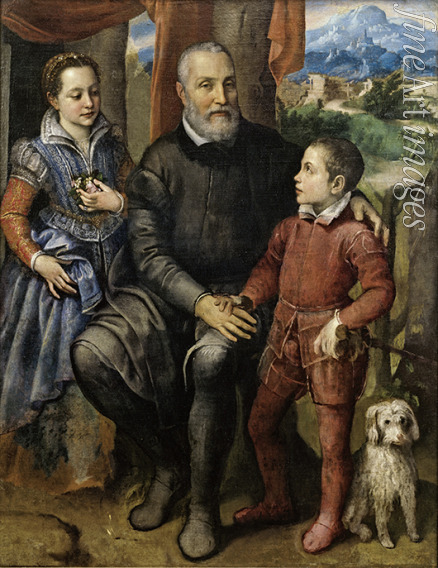 Anguissola Sofonisba - Amilcare Anguissola, der Vater der Künstlerin mit ihren Geschwistern Minerva und Asdrubale und Minerva
