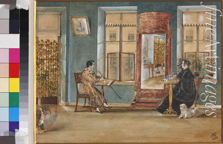 Hampeln Carl von - Schauspieler Nikolai Ossipowitsch Dur (1807-1839) mit seiner Frau im Wohnzimmer