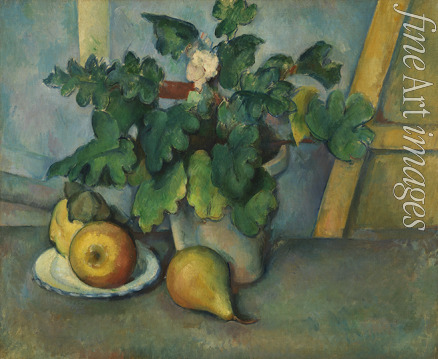 Cézanne Paul - Topf mit Primeln und Obst