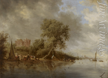 Ruisdael Salomon Jacobsz van - River Landscape with the Ruins of the Castle of Egmond  