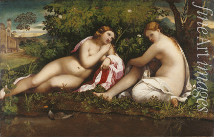Palma il Vecchio Jacopo der Ältere - Zwei ruhende Nymphen (Jupiter in Gestalt der Diana und Kallisto?)