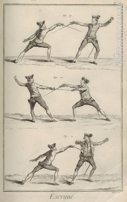 De Fehrt Antoine Jean - Fencing. From Encyclopédie by Denis Diderot and Jean Le Rond d'Alembert