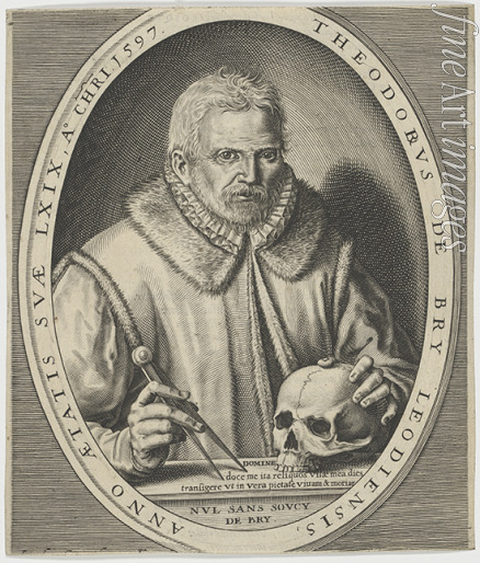 Bry Johann Theodor de - Porträt von Theodor de Bry (1528-1598)