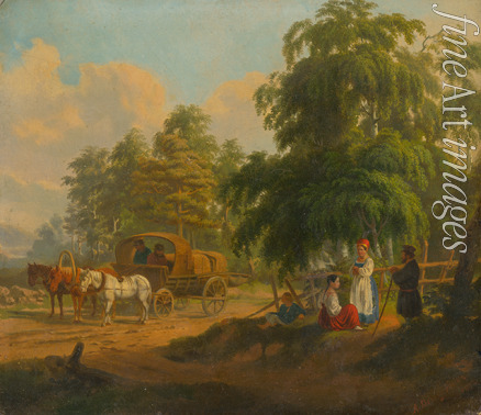 Venetsianov Alexei Gavrilovich - Landscape with Russian Troika