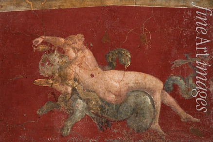Römisch-pompejanische Wandmalerei - Eine Nereide reitet auf dem Seeungeheuer