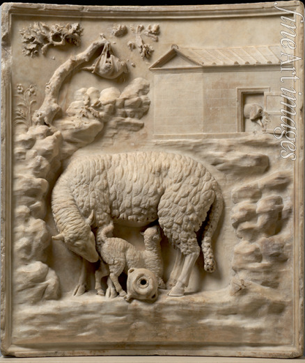 Art of Ancient Rome Classical sculpture - Grimani Relief: A sheep with her lamb
