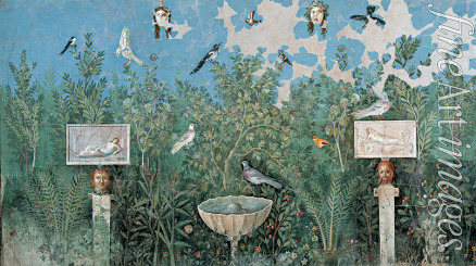 Römisch-pompejanische Wandmalerei - Garten. Wandmalerei aus dem Haus des goldenen Armreifs (Casa del Bracciale d'Oro)