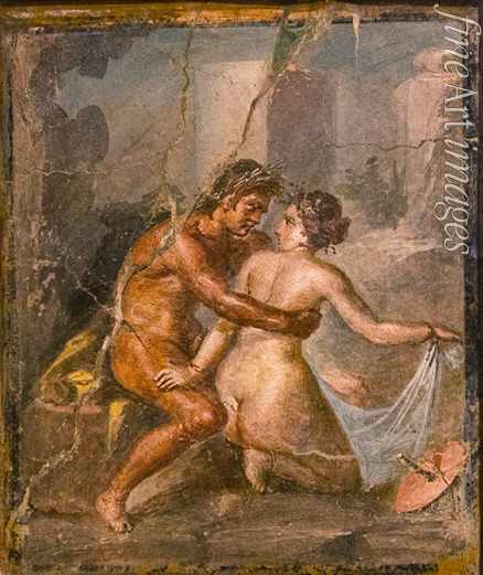 Römisch-pompejanische Wandmalerei - Satyr und Nymphe
