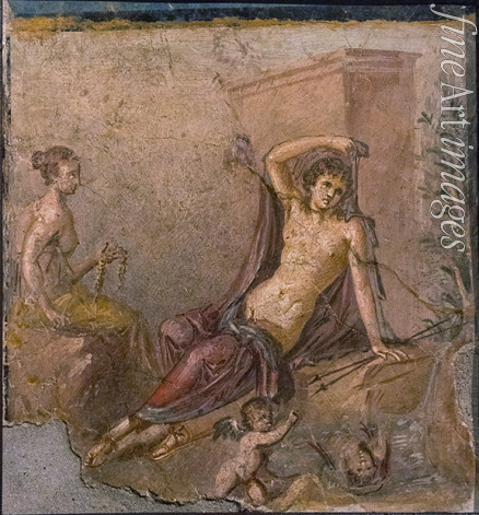 Roman-Pompeian wall painting - Narcissus, Echo and Eros
