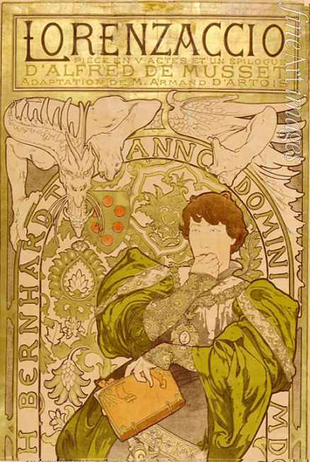 Mucha Alfons Marie - Poster for the theatre play Lorenzaccio by A. de Musset in the Theatre de la Renaissanse (Upper part)