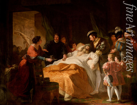 Ménageot François-Guillaume - Der Tod von Leonardo da Vinci in den Armen von Franz I.