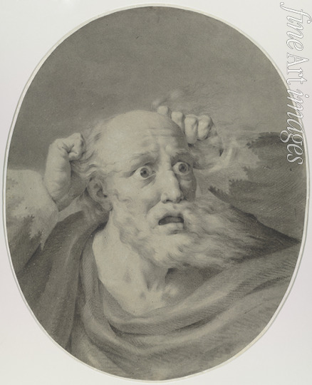 Rehberg Friedrich - Old man with beard, scuffling his hair