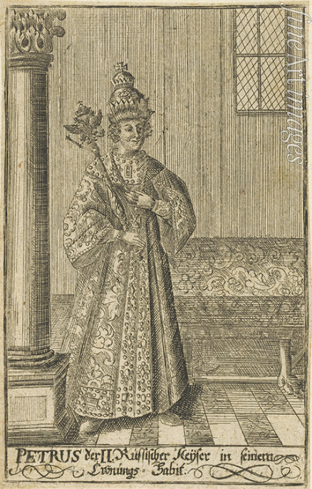 Unbekannter Künstler - Porträt des Zaren Peter II. von Russland (1715-1730)