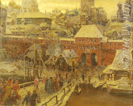 Wasnezow Appolinari Michailowitsch - Moskau des 17. Jahrhunderts. Moskworezki-Brücke und Wassertor