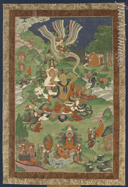 Tibetische Kultur - Thangka mit Szenen aus dem Leben des Buddha