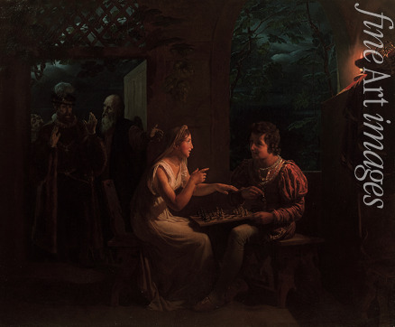 Saint-Evre Gillot - Ferdinand and Miranda playing a game of chess