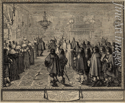 Bosse Abraham - Abschluss des Ehevertrags zwischen Luisa Maria Gonzaga und Wladyslaw IV. im Schloss Fontainebleau