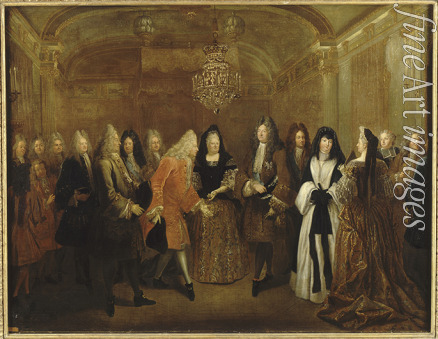 Silvestre Louis de - Ludwig XIV. empfängt Kurprinzen August, den späteren König von Polen und Kurfürsten von Sachsen, im Schloss Fontainebleau