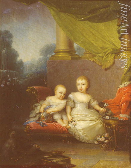 Borovikovsky Vladimir Lukich - Portrait of Grand Duchess Anna Pavlovna and Grand Duke Nicholas Pavlovich as children