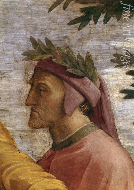 Raphael (Raffaello Sanzio da Urbino) - Disputa. Detail: Dante Alighieri (Fresco in Stanza della Segnatura)