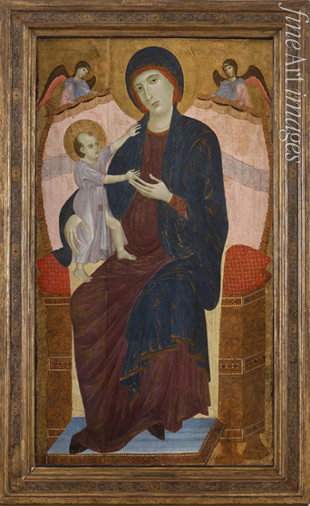 Duccio di Buoninsegna - Madonna und Kind auf dem Thron mit Engeln