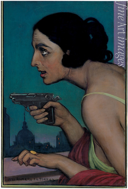 Romero de Torres Julio - Frau mit Pistole