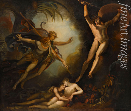 Füssli (Fuseli) Johann Heinrich - Satan flieht, von Ithuriels Speer berührt