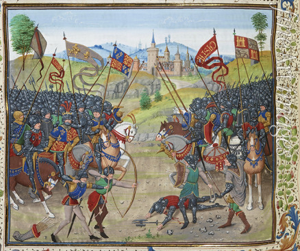 Liédet Loyset - The Battle of Nájera on 3 April 1367 (Miniature from the Grandes Chroniques de France by Jean Froissart)